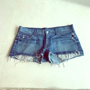 7 jean shorts with flower pockets